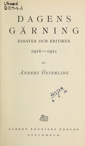 Cover for Dagens gärning