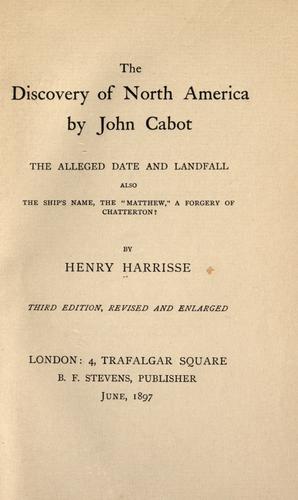 Cover for The discovery of North America by John Cabot