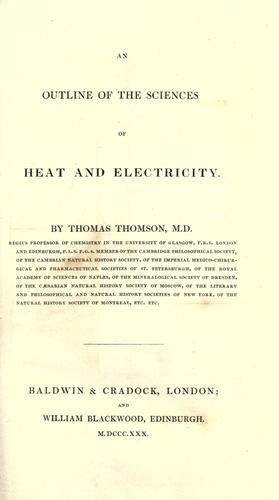 Cover for An outline of the sciences of heat and electricity.