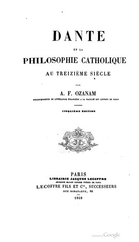 Cover for Dante et la philosophie catholique au treizième siècle