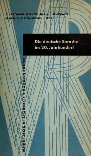 Cover for Die deutsche Sprache im 20. Jahrhundert