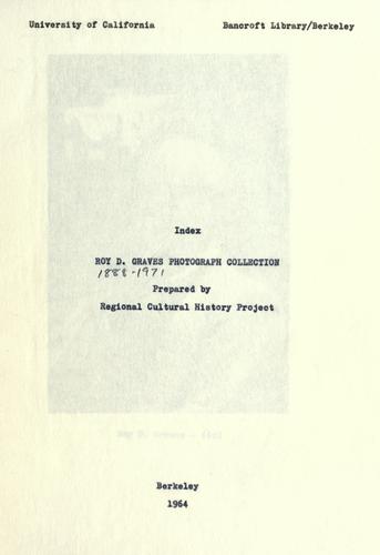 Cover for Index : Roy D. Graves Photograph Collection