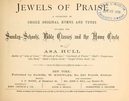 Cover for Jewels of praise