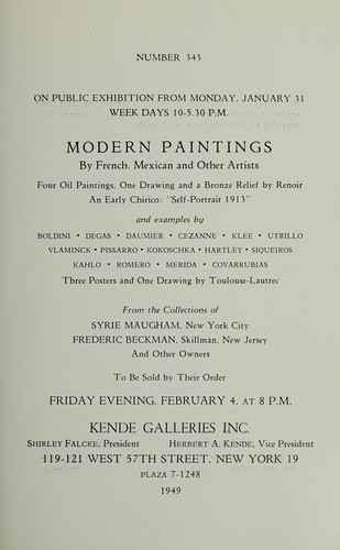 Cover for Modern paintings by French, Mexican and other artists