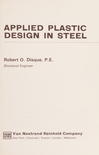Cover for Applied plastic design in steel