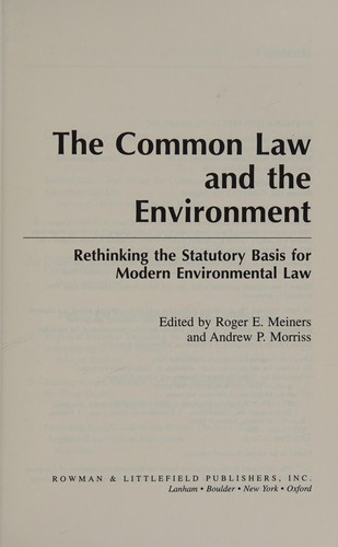Cover for The  Common Law and the Environment