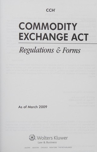 Cover for Commodity Exchange Act