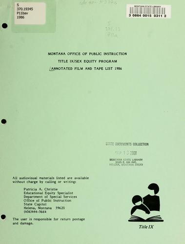 Cover for Montana Office of Public Instruction Title IX/Sex Equity Program audiovisual list