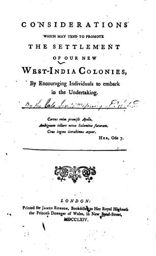 Cover for Considerations which May Tend to Promote the Settlement of Our New West ...