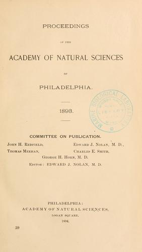 Cover for Proceedings of the Academy of Natural Sciences of Philadelphia, Volume 45