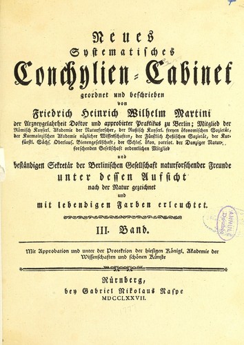 Cover for Neues systematisches Conchylien-Cabinet