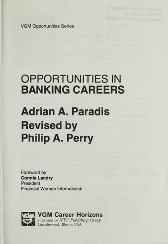 Cover for Opportunities in banking careers