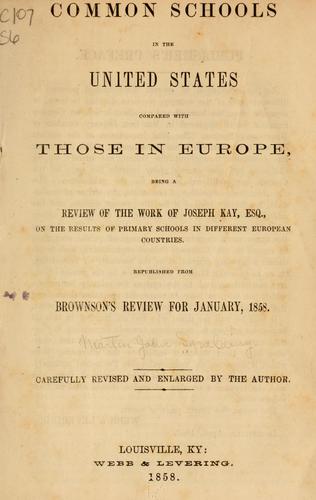 Cover for Common schools in the United States compared with those in Europe