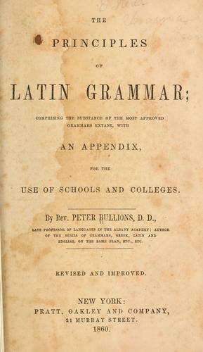 Cover for The principles of Latin grammar