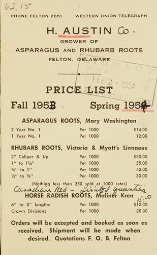 Cover for Price list, fall 1953, spring 1954