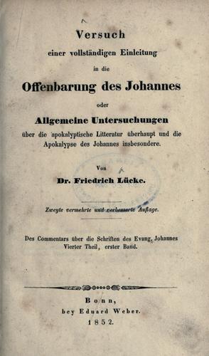 Cover for Versuch einer vollständigen Einleitung in die Offenbarung des Johannes