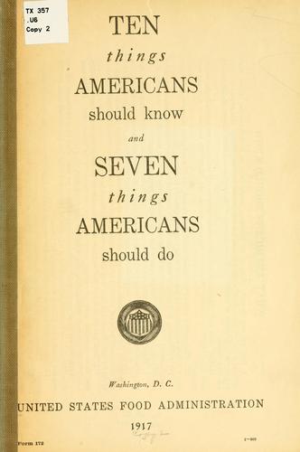 Cover for Ten things Americans should know and seven things Americans should do.