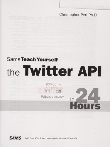 Cover for Sams teach yourself the Twitter API in 24 hours