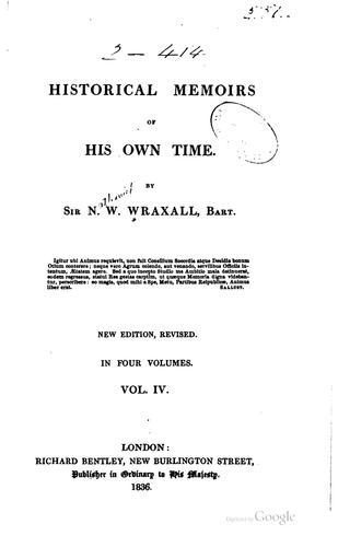 Cover for Historical memoirs of his own time.