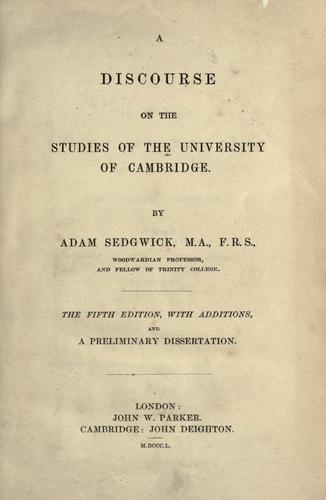 Cover for A discourse on the studies of the University of Cambridge.