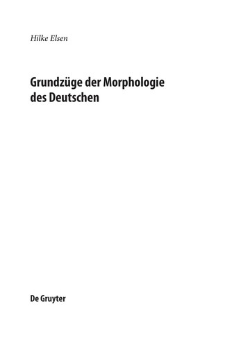 Cover for Grundzüge der Morphologie des Deutschen