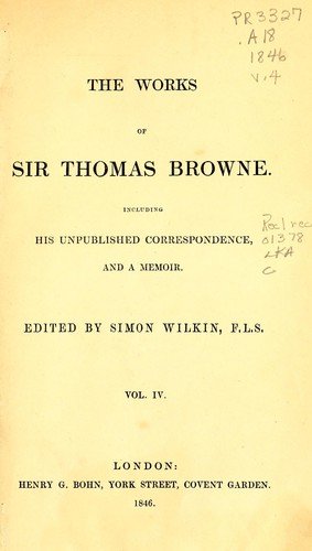 Cover for The works of Sir Thomas Browne