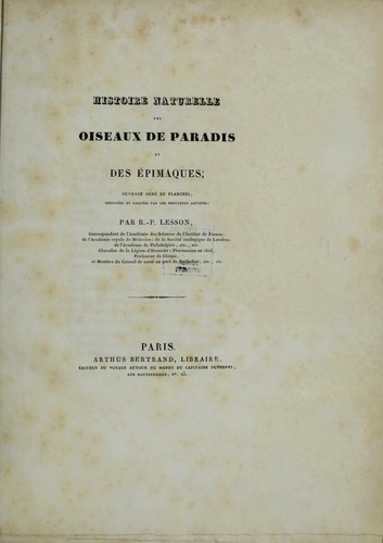 Cover for Histoire naturelle des oiseaux de paradis et des e pimaques