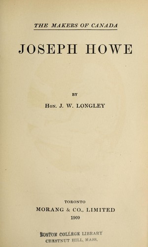 Cover for Joseph Howe