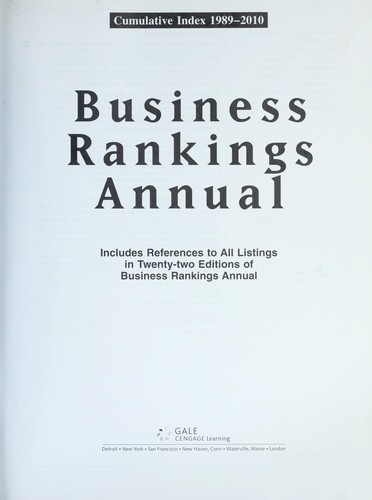 Cover for Business rankings annual