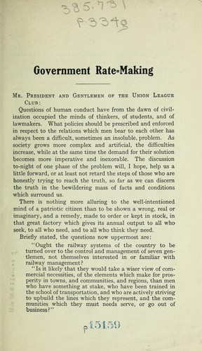 Cover for Government rate-making
