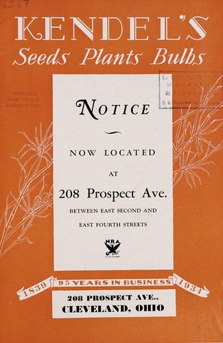Cover for Kendel's seeds, plants, bulbs