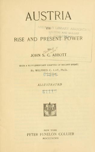 Cover for Austria, its rise and present power