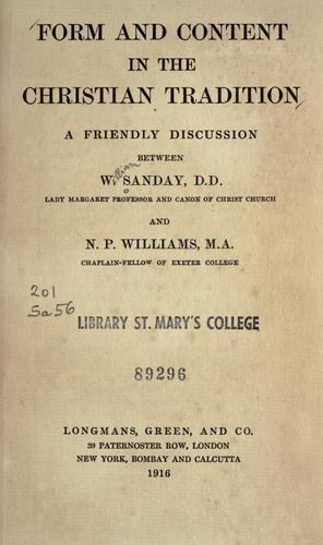 Cover for Form and content in the Christian tradition