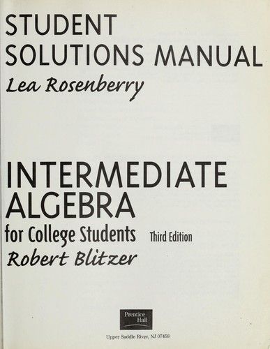 Cover for Student solutions manual