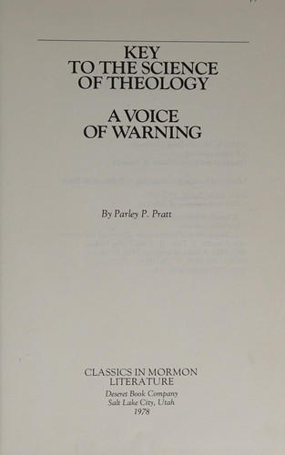 Cover for Key to the science of theology ; A voice of warning