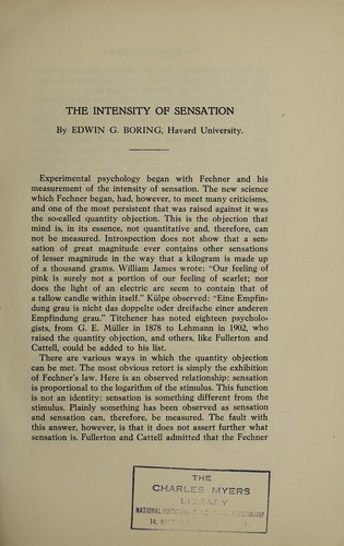 Cover for Intensity differences of sensations
