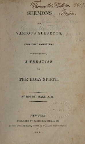 Cover for Sermons on various subjects, (now first collected)