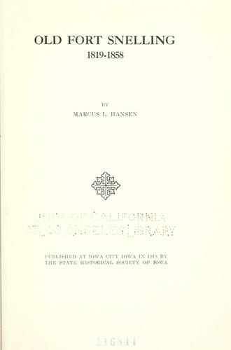 Cover for Old Fort Snelling, 1819-1858