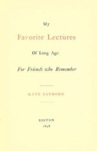 Cover for My favorite lectures of long ago, for friends who remember