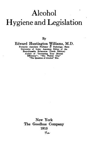 Cover for Alcohol, Hygiene and Legislation