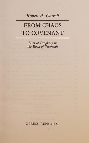Cover for From Chaos to Covenant