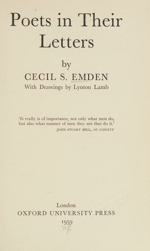 Cover for Poets In Their Letters