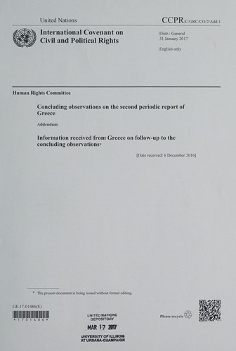 Cover for Concluding observations on the second periodic report of Greece