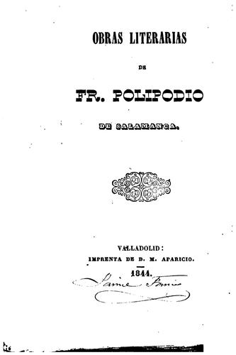 Cover for Obras literatias de Fr. Polipodio de Salamanca