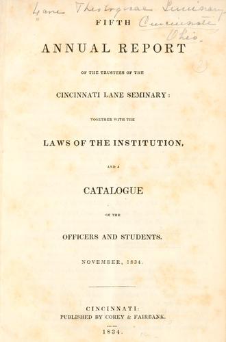 Cover for Fifth annual report of the trustees of the Cincinnati Lane Seminary
