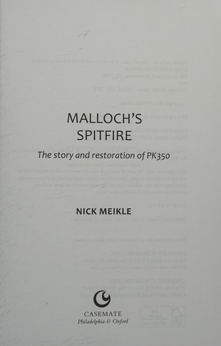 Cover for Malloch's Spitfire