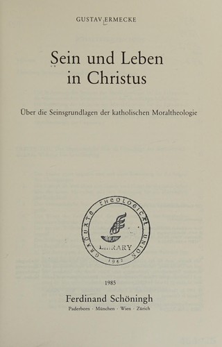 Cover for Sein und Leben in Christus