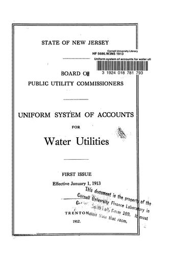Cover for Uniform system of accounts for water utilities
