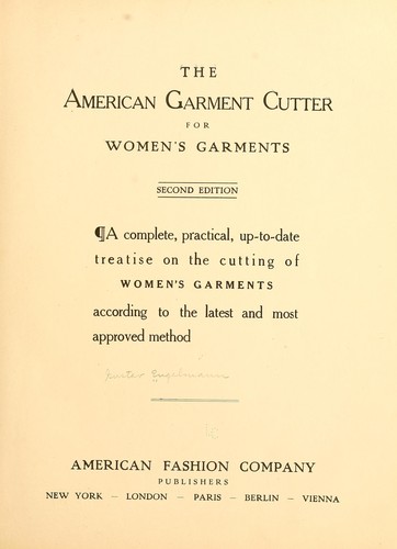 Cover for The American garment cutter for women...