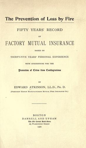 Cover for The prevention of loss by fire